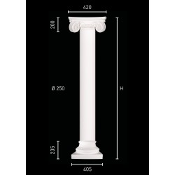 Ionic column with smooth pillar and large base