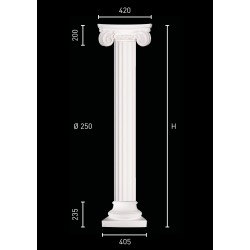 Ionic column with fluted pillar, a capital and a large pedestal