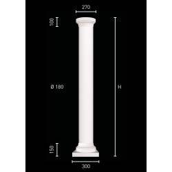 Doric column with smooth pillar and classicle captial and base