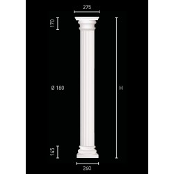 Column with fluted pillar and doubled capital and base