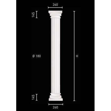 Column with grooved pillar and identical pedestal and capital
