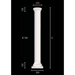 Fluted column with identical doric captial and pedestal