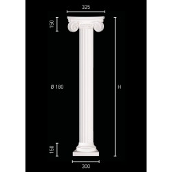 Ionic column with fluted pillar and squared-base pedestal