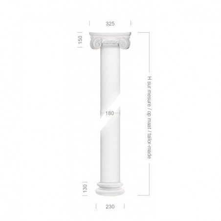Ionic column with smooth pillar and squared-base pedestal