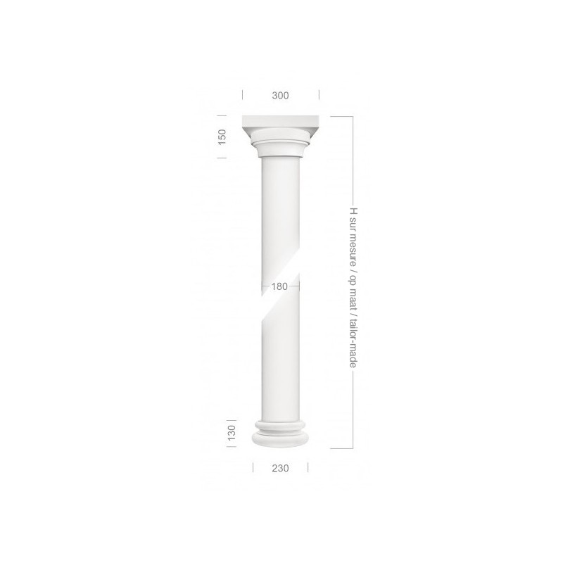 Smooth column with capital and doubled pedestal