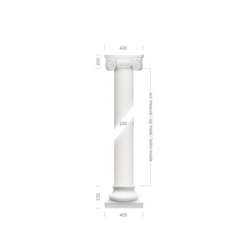 Ionic column with smooth pillar and large base