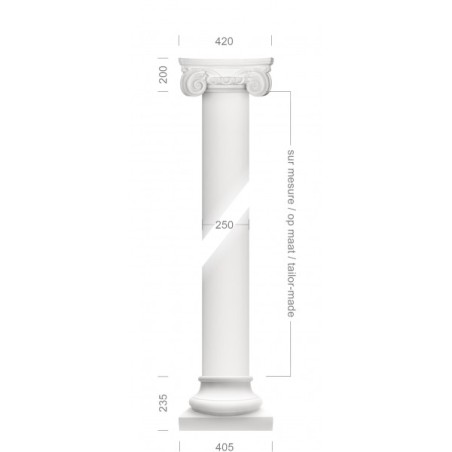 Ionic column with smooth pillar and large base